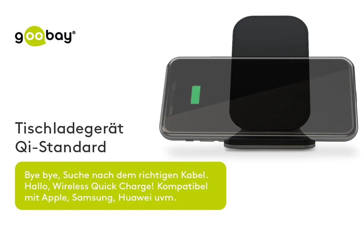 Goobay Wireless Desktop fast charger 10 W, belaidis stalinis įkrovikli - telefonas kraunamas ant stovo