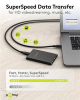 Goobay USB-C greito įkrovimo kabelis 3 m, 100 W PD, USB 3.2, 10 Gbit/s