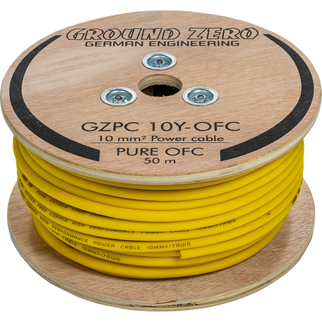 Ground Zero 10 mm² aukštos kokybės OFC maitinimo laidas 50m – geltonas