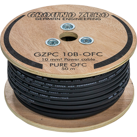 Ground Zero 10 mm² aukštos kokybės OFC maitinimo laidas 50m – juodas