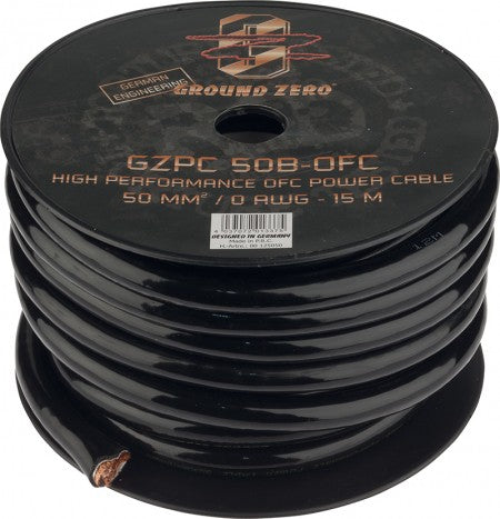 Ground Zero 50 mm² aukštos kokybės OFC maitinimo laidas 20m – juodas