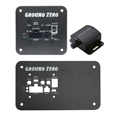 Ground Zero GZ SUB AMP 300 - nuotolinio valdymo pultelis ir galinė panelė