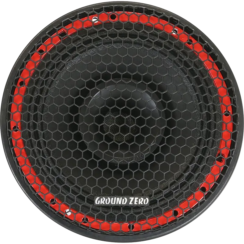 Ground Zero GZCF 165NEO-PRO - Garsiakalbis su raudonu žiedu ir tinkleliu