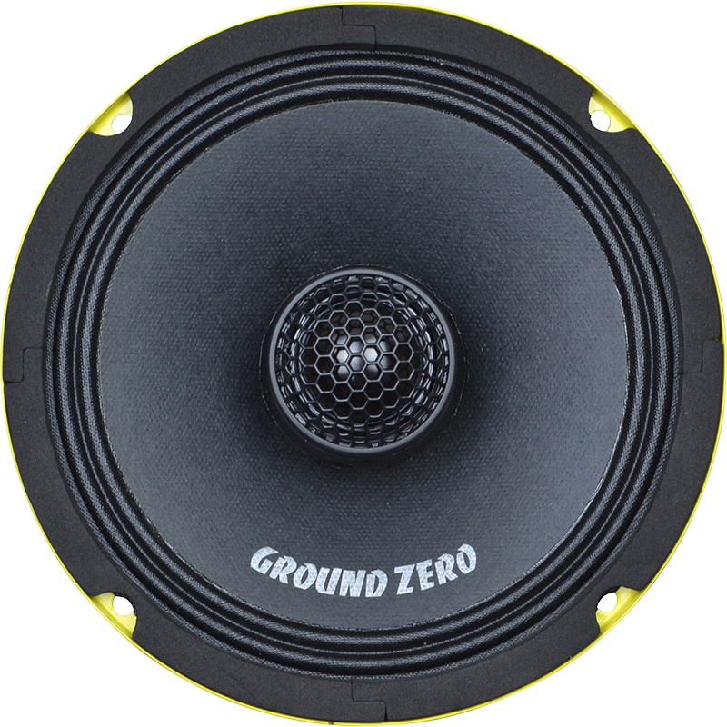 Ground Zero GZCF 6.5SPL-NEO - Garsiakalbio priekinė dalis su geltonu kraštu