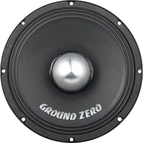 Ground Zero GZCM 10-4PPX - Sidabrinis kupolas ir logotipas iš arti