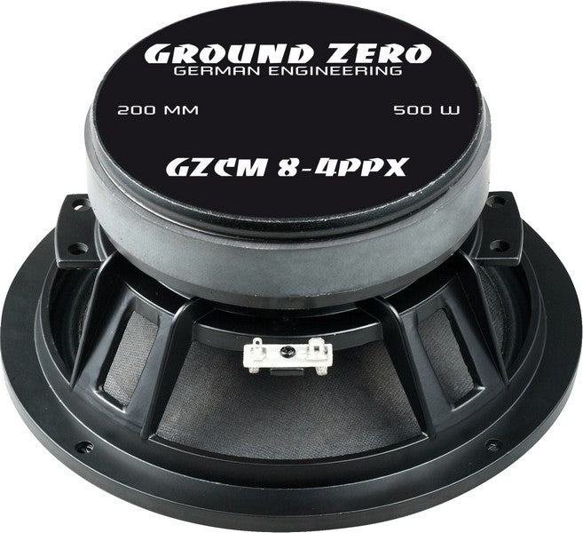 Ground Zero GZCM 8-4PPX - garsiakalbio jungtys ir tvirtinimo detalės iš arti