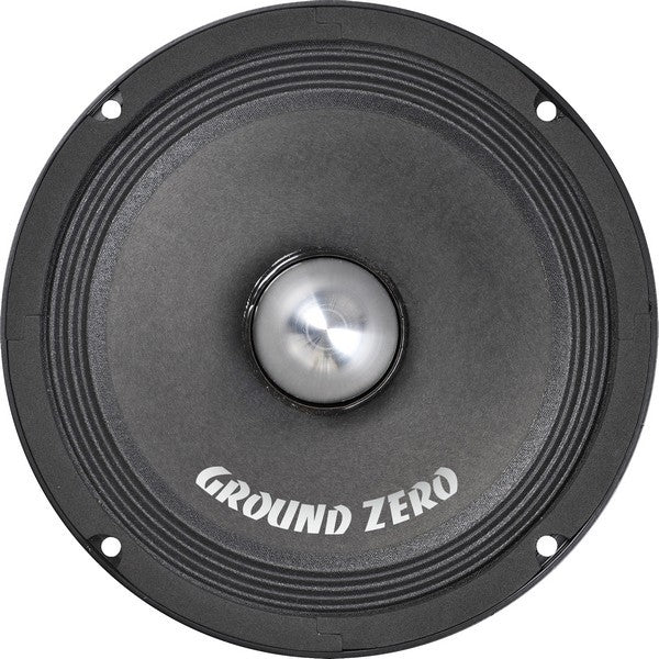 Ground Zero GZCM 8-4PPX - Sidabrinis kupolas ir logotipas iš arti