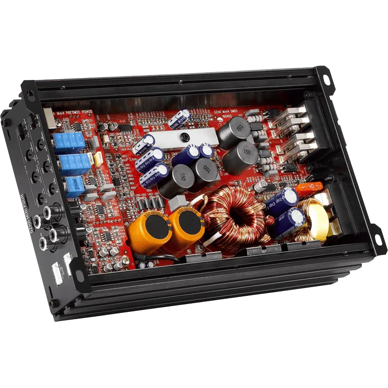 Ground Zero GZHA MINI FOUR, 640W 4 kanalų D klasės kompaktiškas garso stiprintuvas