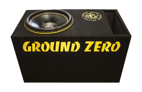 Ground Zero GZIB 3800SPL - Garsiakalbis su geltonais užrašais ant juodo korpuso