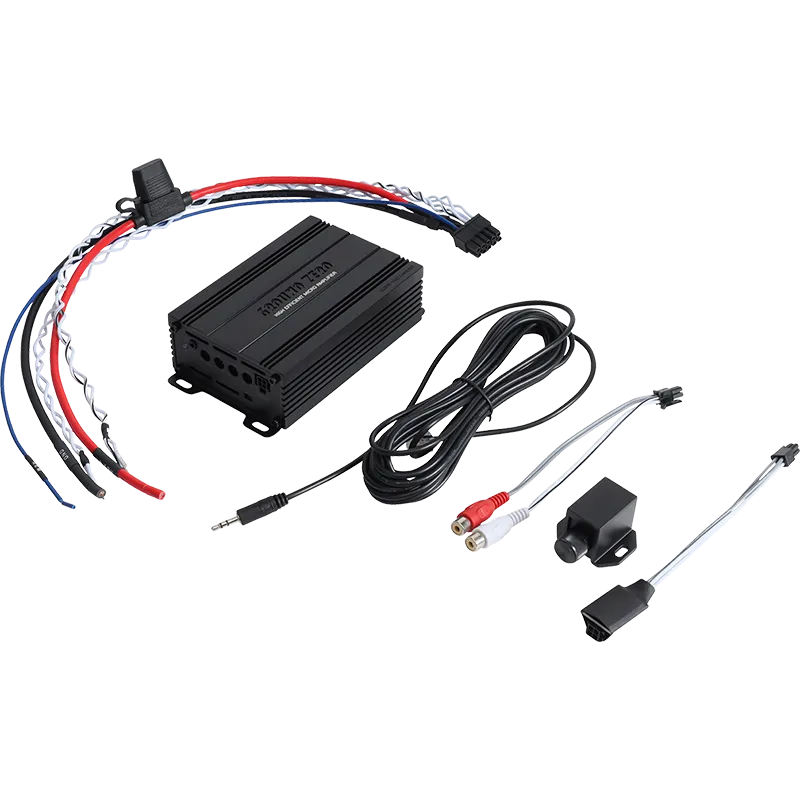 Ground Zero GZRA 450.1-MICRO - visi laidai ir RCA jungtys su valdymo moduliuku