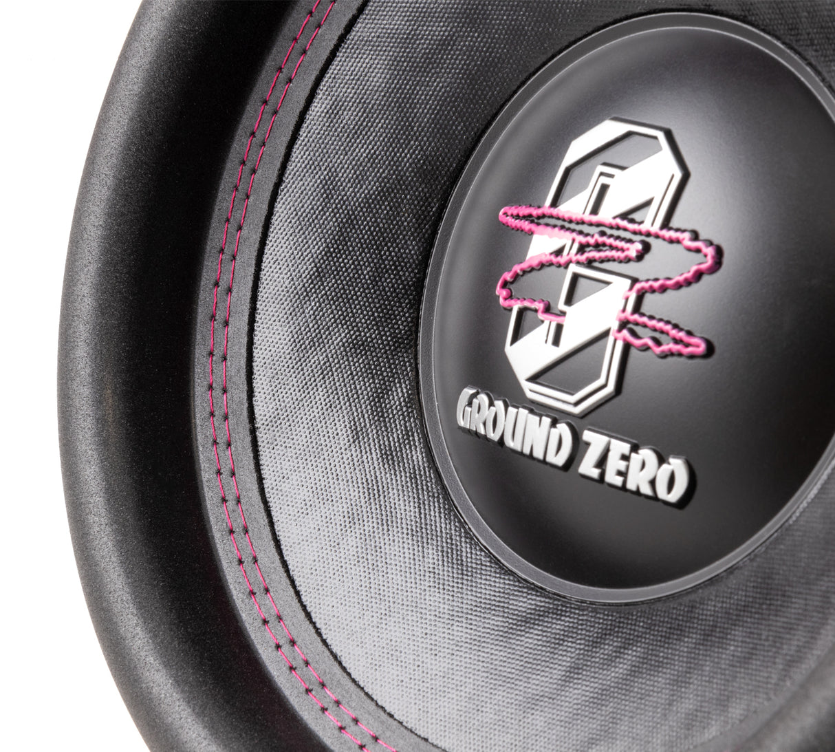 Ground Zero GZRW 300SPL Pink - Rožinės siūlės ir logotipas ant garsiakalbio