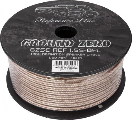 Ground Zero garsiakalbių laidas 2 x 1.50mm² / 14.7 AWG / 48 m - ritė su laidu ir etiketėmis