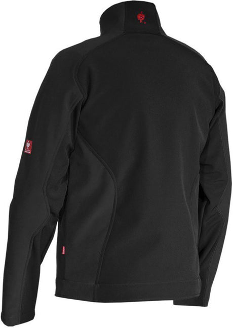 Ground Zero musta softshell takki L - šoninis vaizdas su logotipais ir siūlėmis