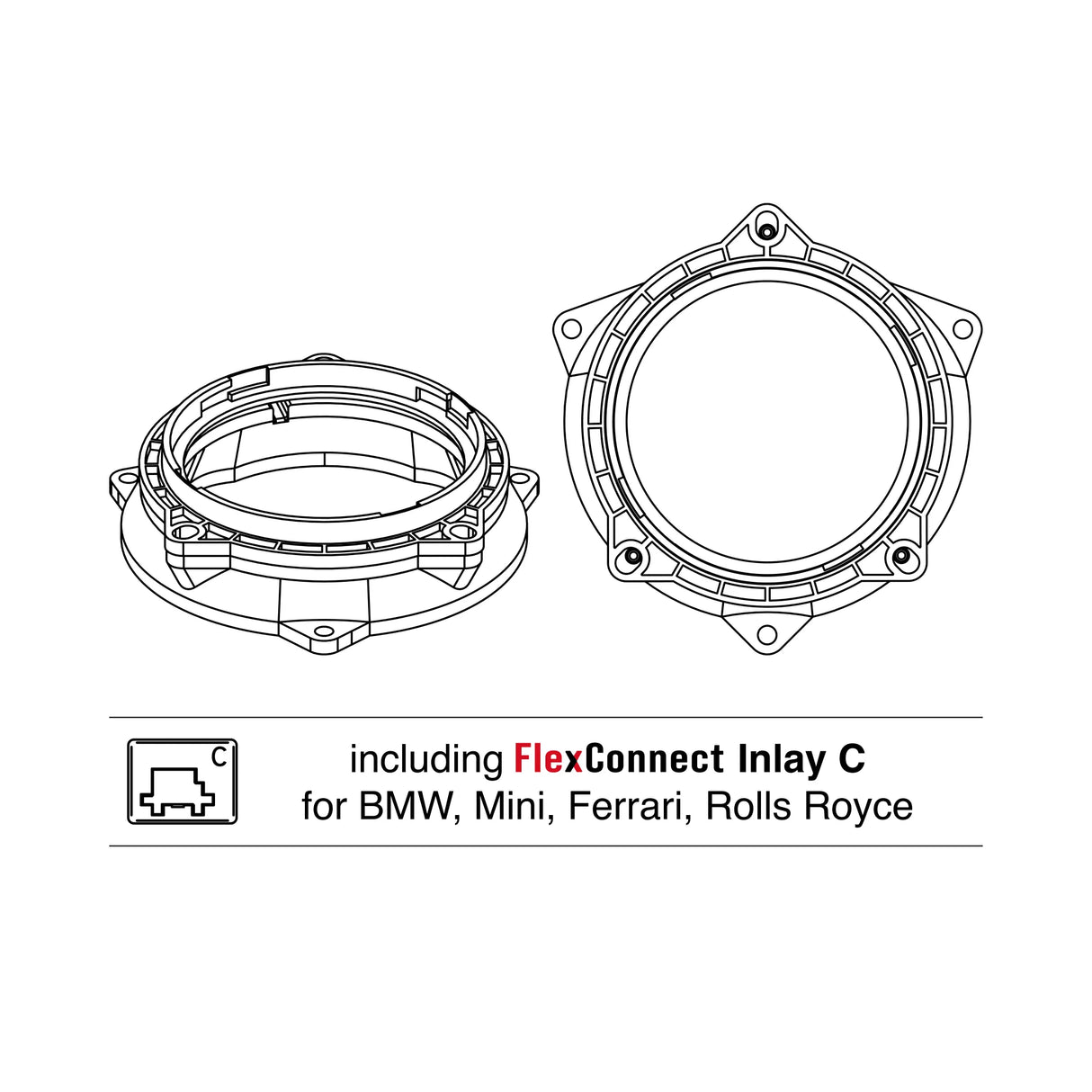 HELIX CFMK100 BMW.4 (+FDM) - Du brėžiniai adapterio dalių ir užrašas