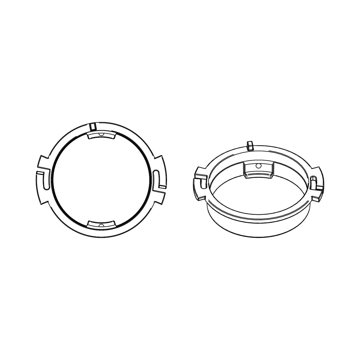 HELIX CFMK25 AUD.3 - du skirtingi tvirtinimo žiedai iš arti