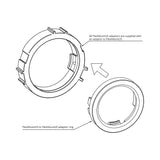 HELIX CFMK25 AUD.3 - du adapteriai ir rodyklė, nurodanti jungtį