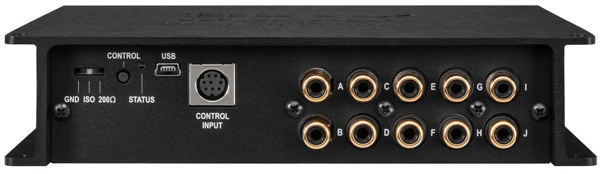 HELIX DSP PRO MK2, signalų procesorius - Galinė panelė su jungtimis ir mygtukais