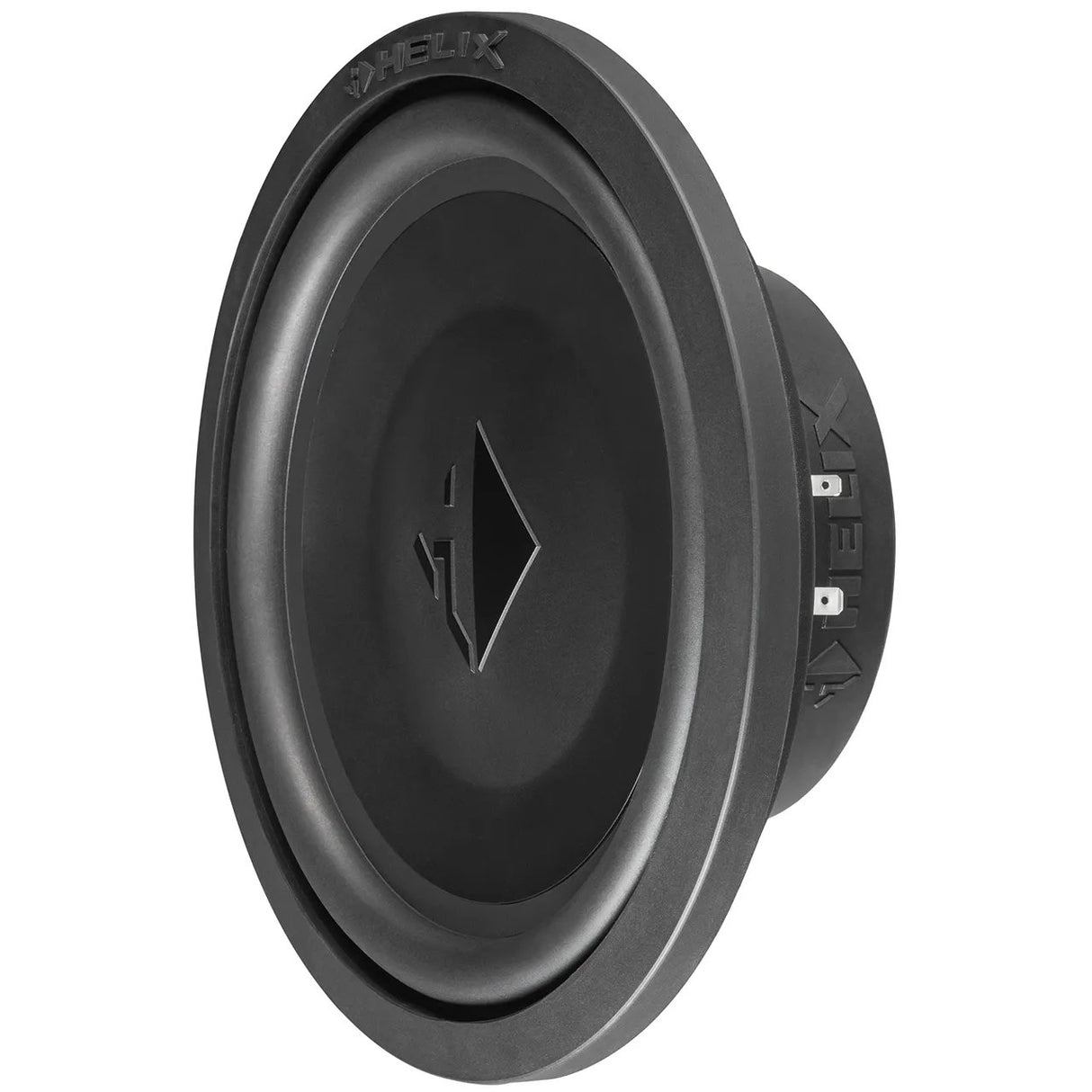 Helix IK S10-DVC2 ( 2x2Ohm ) - Šoninis vaizdas, matosi jungtys ir logotipas
