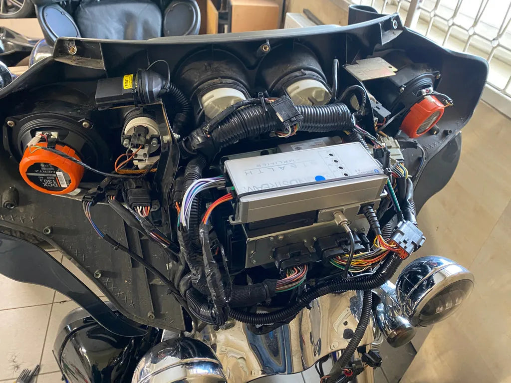 Harley Davidson motociklas garso aparatūra