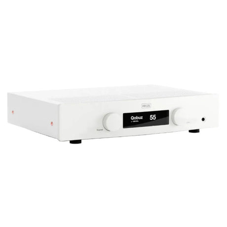 Hegel H150, tinklo grotuvas su integruotu stereo stiprintuvu, DAC ir Phono - baltas priekinis skydelis su ekranu