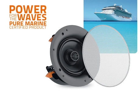 Hertz HEX 6.5 IC-W, 6.5” Marine lubinis garsiakalbis 100W - garsiakalbio galinė dalis su tvirtinimo detalėmis