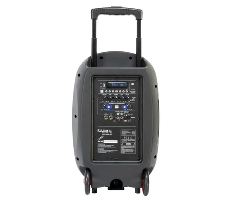 IBIZA Light & Sound PORT15UHF-MKII, nešiojama garso sistema su akumuliatoriumi + 2x UHF belaidžiai mikrofonai, USB/SD/AUX/BT