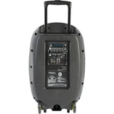 IBIZA Sound & Light PORT15VHF-MKII, nešiojama garso sistema su akumuliatoriumi + 2x VHF belaidžiai mikrofonai, USB/SD/AUX/BT