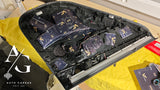 BMW X5 G05, garso izoliacija ir garso aparatūra - Durų apdailos vidus su laidų jungtimis