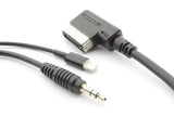IPhone6-MB 3,5 įėjimo adapteris magnetolai MB 50cm - Adapterio jungtys su 3,5mm ir Lightning kištukais