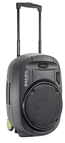 Ibiza-Sound PORT 12VHF-MKII, nešiojama garso sistema su akumuliatoriumi + 2x VHF belaidžiai mikrofonai, USB/SD/AUX/BT