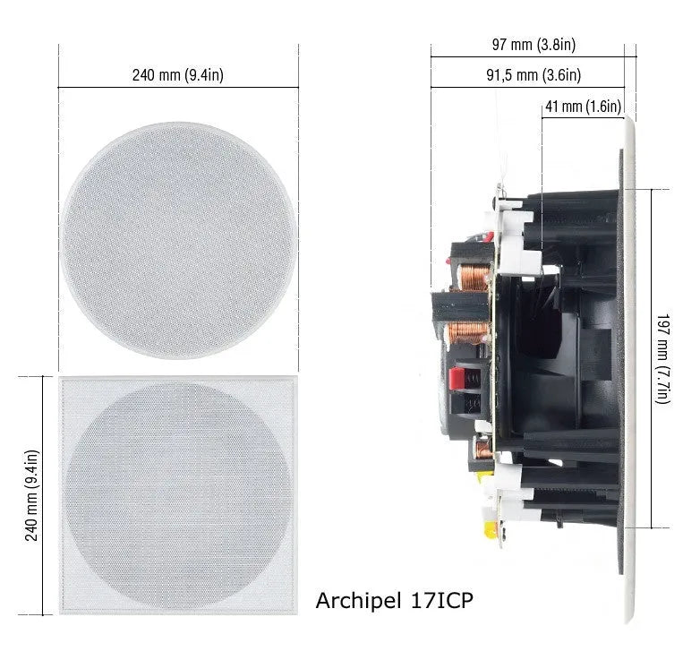 Įmontuojamos garso kolonėlės Cabasse Archipel 17ICP, 2-jų juostų