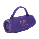 JBL Charge 6, belaidė garso kolonėlė su AI Sound Boost ir IP68, 45W - Violetinė kolonėlė su rankena ir JBL logotipu