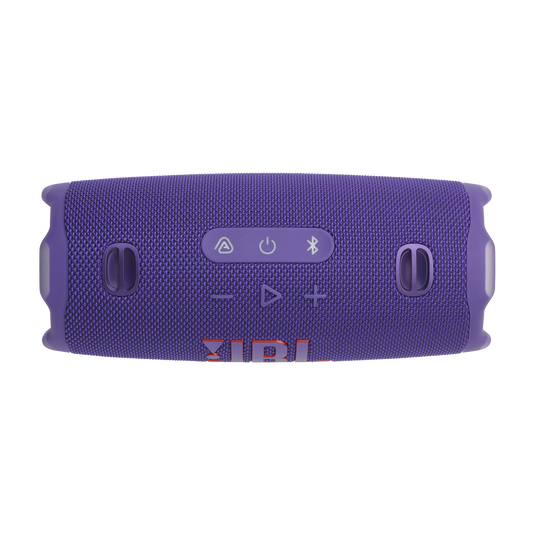 JBL Charge 6, belaidė garso kolonėlė su AI Sound Boost ir IP68, 45W - valdymo mygtukai iš arti, šoninis vaizdas