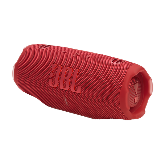 JBL Charge 6, belaidė garso kolonėlė su AI Sound Boost ir IP68, 45W - Raudona kolonėlė su mygtukais viršuje