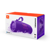 JBL Charge 6, belaidė garso kolonėlė su AI Sound Boost ir IP68, 45W - Pakuotė su kolonėlės atvaizdu ir logotipu