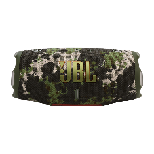 JBL Charge 6, belaidė garso kolonėlė su AI Sound Boost ir IP68, 45W - Karinio stiliaus dizainas su JBL logotipu