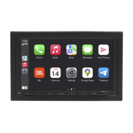 JBL Legend 700, 7" automobilinė multimedija su belaidžiu Apple CarPlay, Android Auto - priekinė panelė su mygtukais