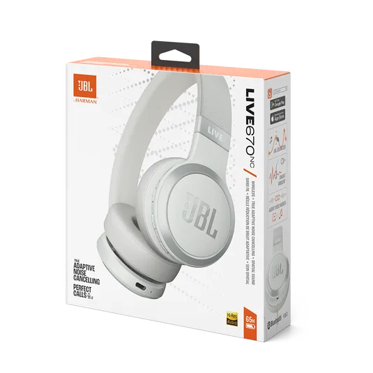 JBL Live 670NC, On-Ear belaidės triukšmą slopinančios ausinės su mikro - dešinė pusė su aprašymais ir piktogramomis