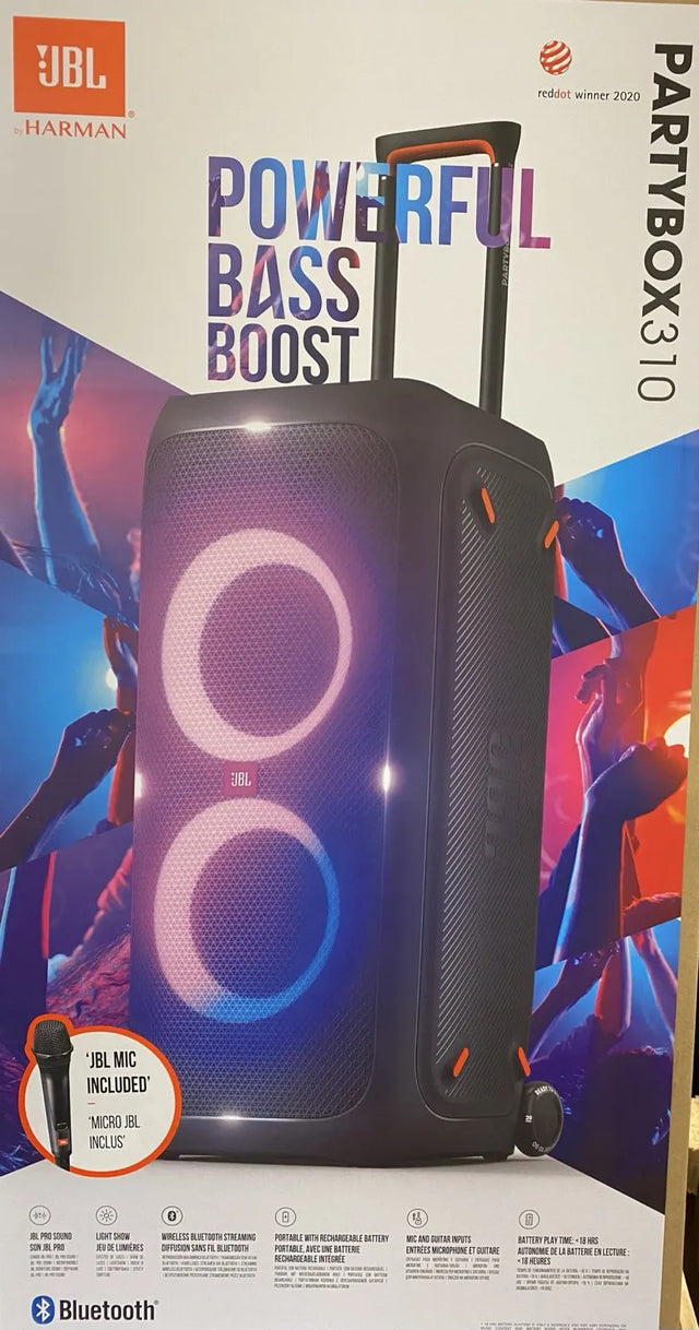 JBL PartyBox 310 nešiojama garso kolonėlė + laidinis JBL mikrofonas