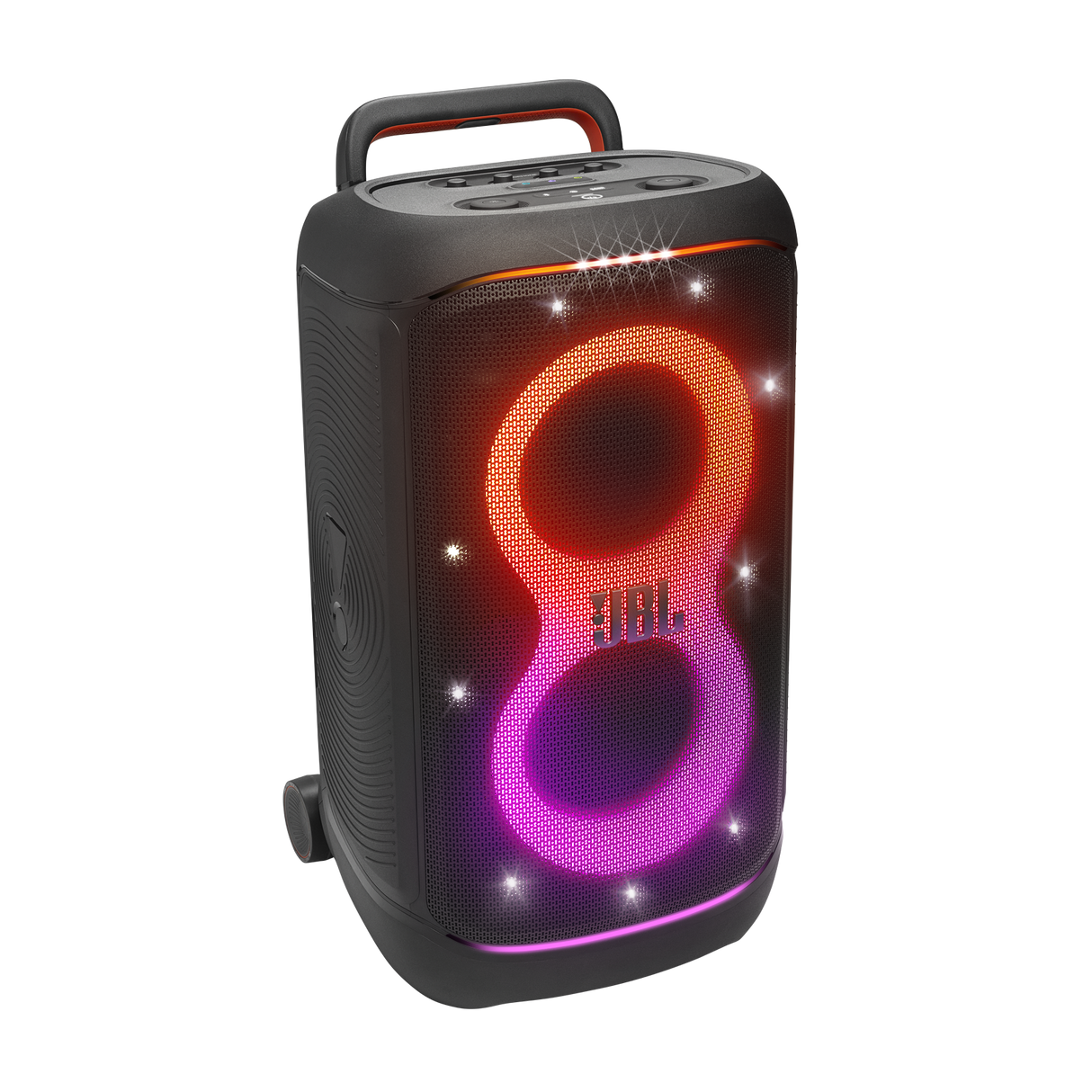 JBL PartyBox 520, nešiojama vakarėlių kolonėlė su AI Sound Boost, 400W - Apšviestas priekinis skydelis su žiedu