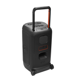 JBL PartyBox 520, nešiojama vakarėlių kolonėlė su AI Sound Boost, 400W - Šoninis vaizdas su ratukais ir rankena