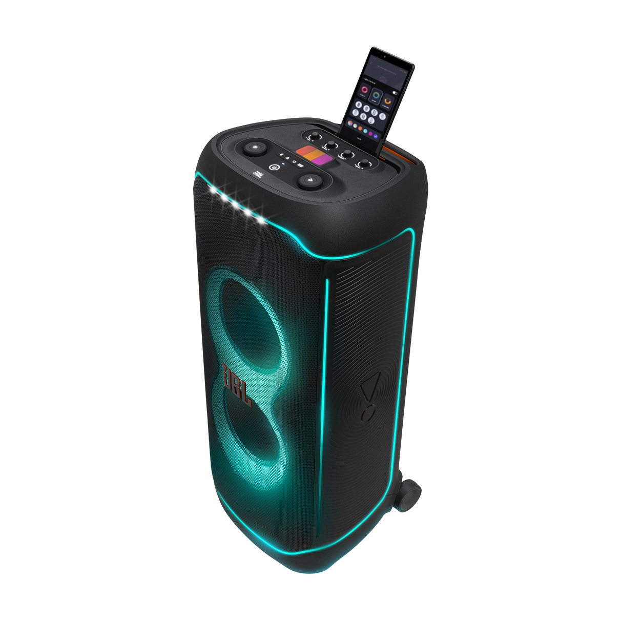 JBL PartyBox Ultimate, galinga nešiojama garso kolonėlė, 1100W - Telefonas su valdymo programėle viršuje