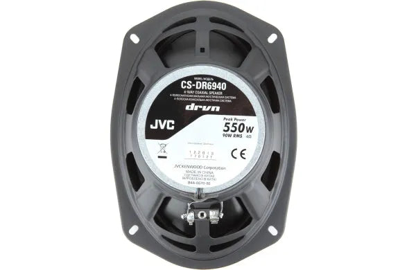 JVC, CS-DR6940, 15x23 cm /6x9" 2-juostų koaksialiniai garsiakalbi - Garsiakalbio galinė dalis su etiketėmis