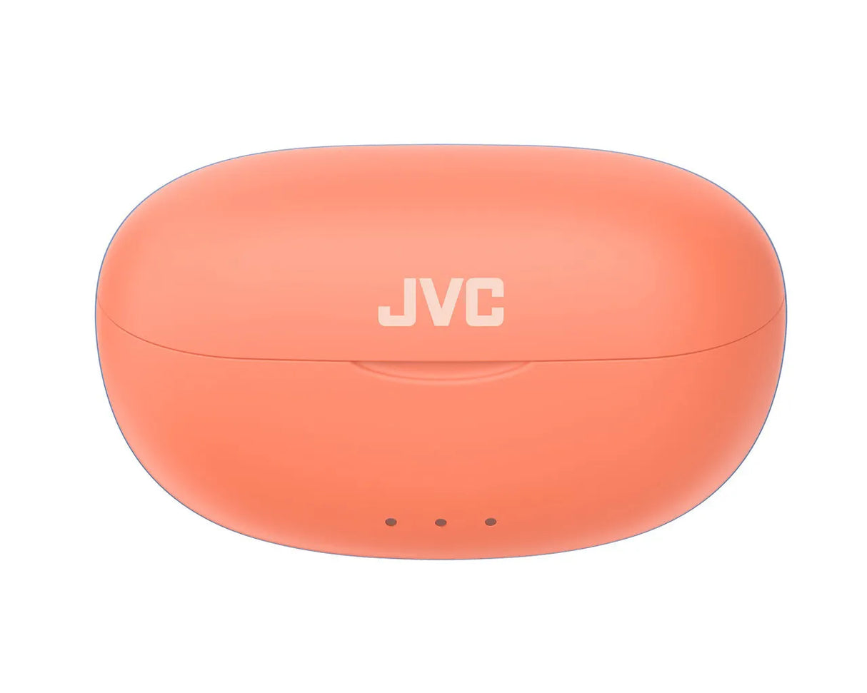 JVC, HA-A7T2-PE, ružavos sp. dinaminės ausinės - ružavo dėklo priekis su LED indikatoriais