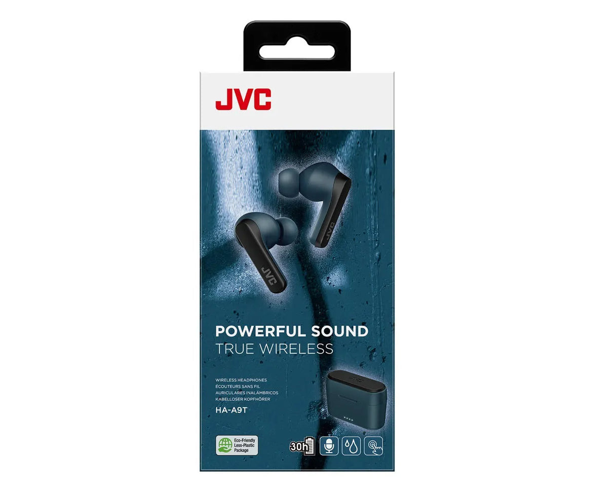 JVC, HA-A9T-AE, juodos/mėlynos sp. dinaminės ausinės - ausinės su įkrovimo dėklu pakuotėje