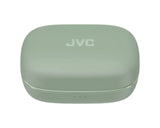 JVC, HA-EC75T-GU, žalios sp. dinaminės ausinės - šoninis vaizdas su indikatoriais
