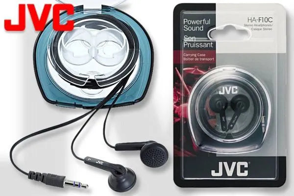 JVC, HA-F10C-EN, juodos sp. dinaminės ausinės - ausinės su dėklu ir pakuotėje