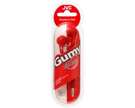 JVC, HA-F160REP, raudonos sp. dinaminės ausinės - pakuotė su ausinėmis ir logotipu