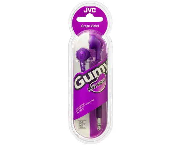 JVC, HA-F160VEP, violetinės sp. dinaminės ausinės - Pakuotė su ausinėmis ir logotipu