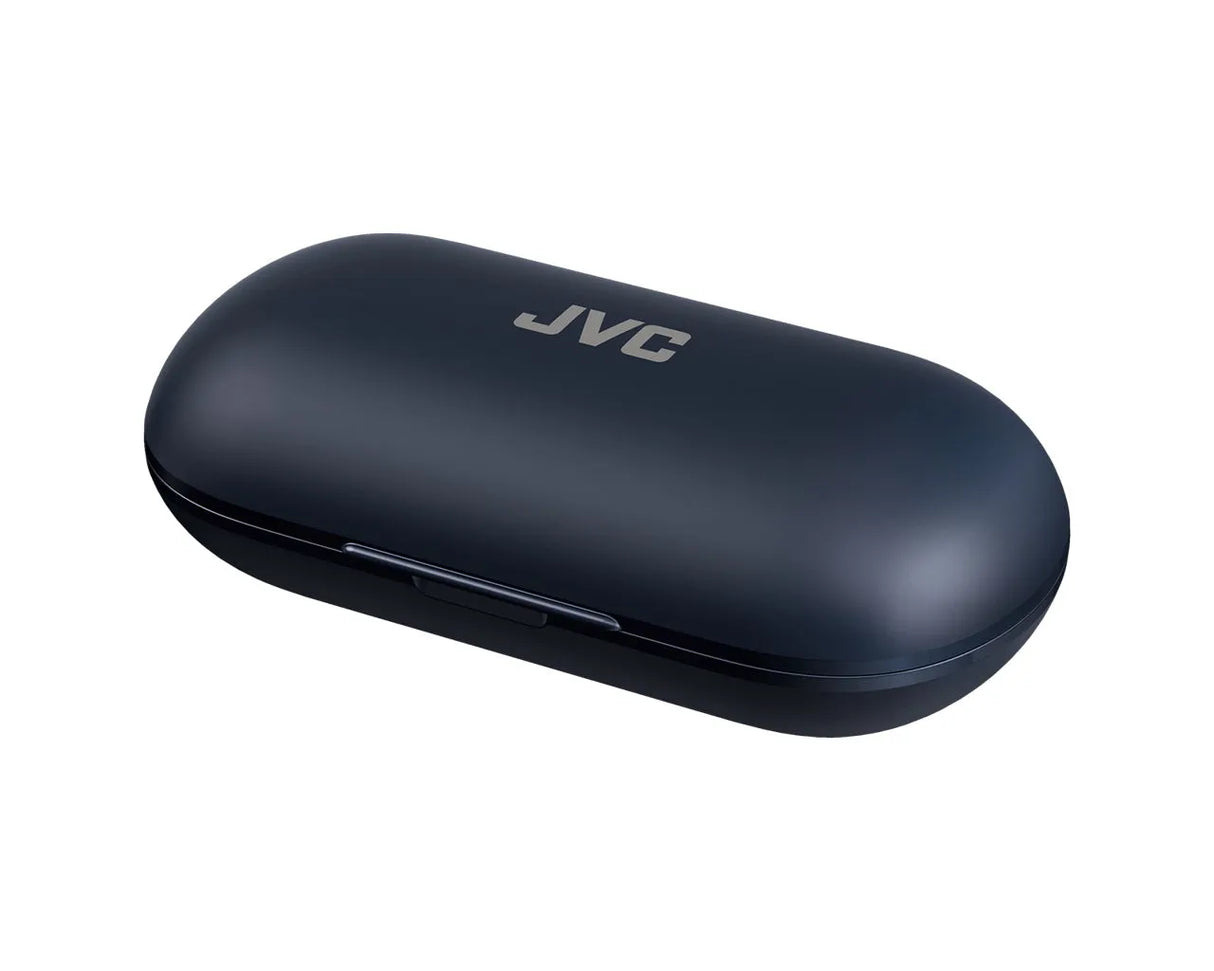 JVC, HA-NP35T-AU, mėlynos sp. dinaminės ausinės - Tamsiai mėlynas dėklas, JVC logotipas